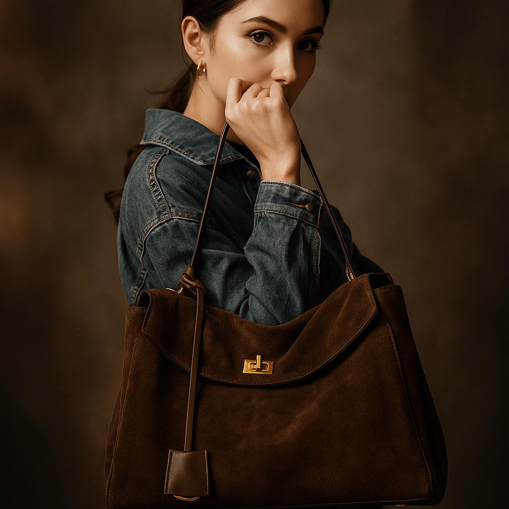 Sac Moira – Cabas daim véritable & intérieur cuir | L’Atelier de Malte